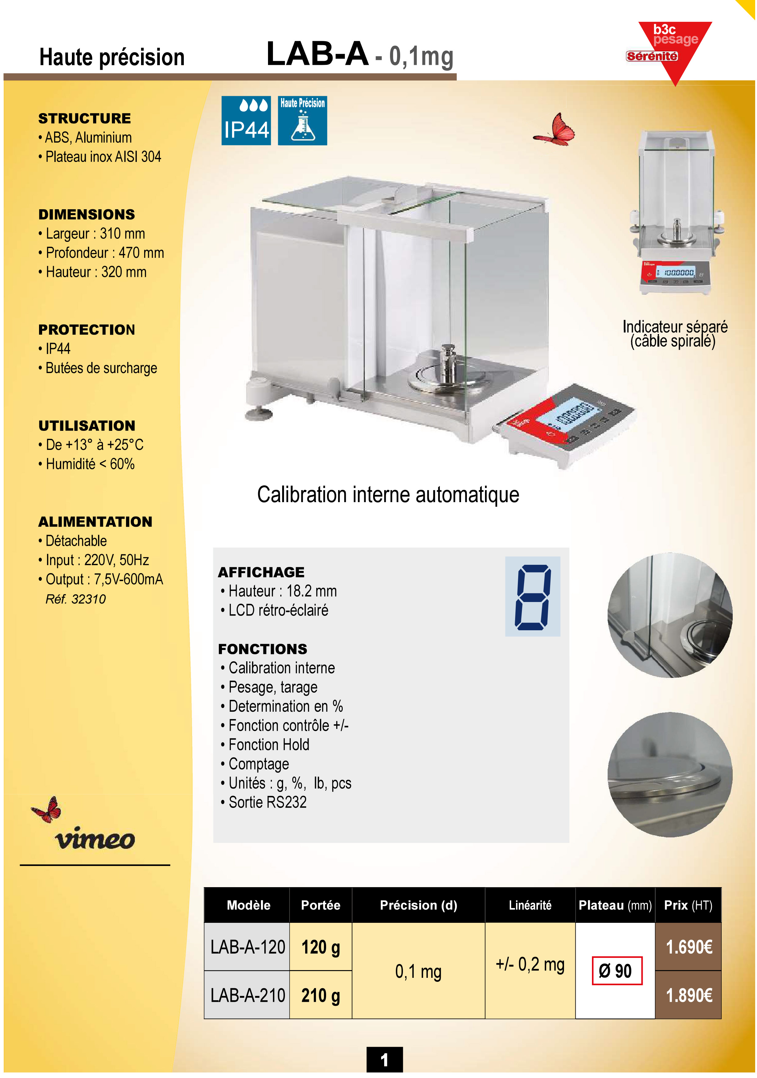 Balance analytique 0,1mg - B3C